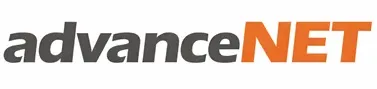 AdvanceNET logo (black/gray 'advance' with orange 'NET')